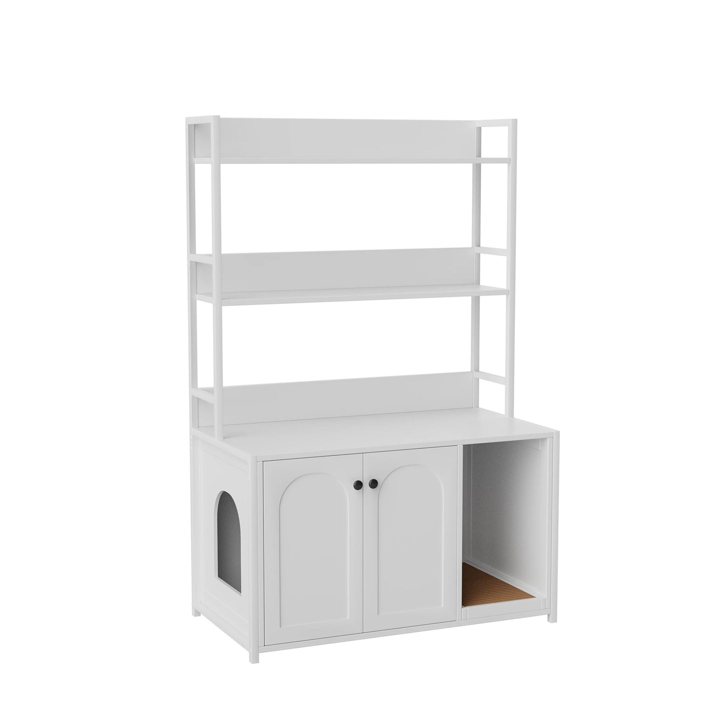 HiMISS Wooden Hidden Cat Litter Box Enclosure With Shelves