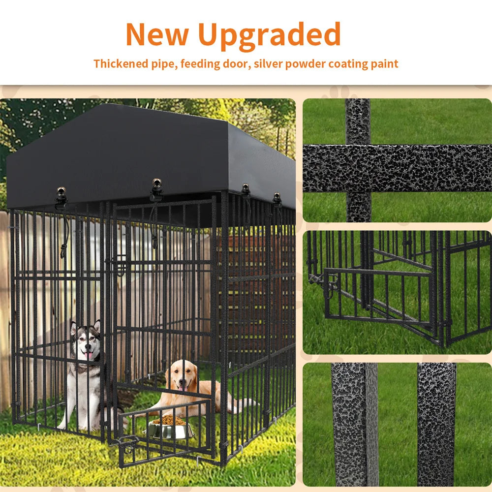 BORWARTH Heavy Duty Dog Kennel Welded Playpen With Roof Cover