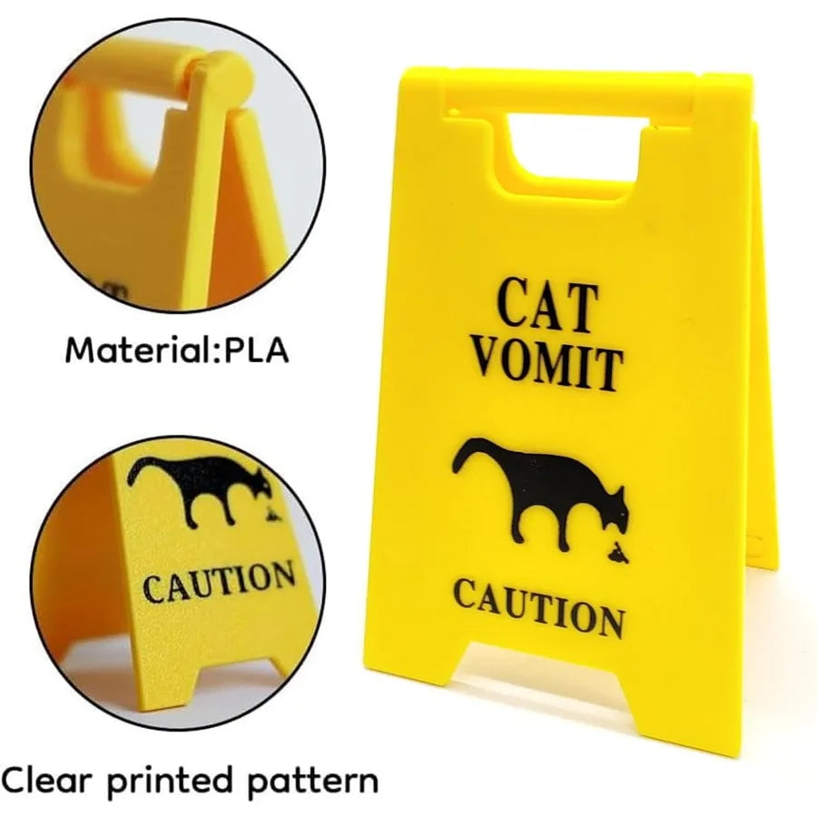 Dog Cat Vomit Caution Signs 3 Pack Acrylic US Origin
