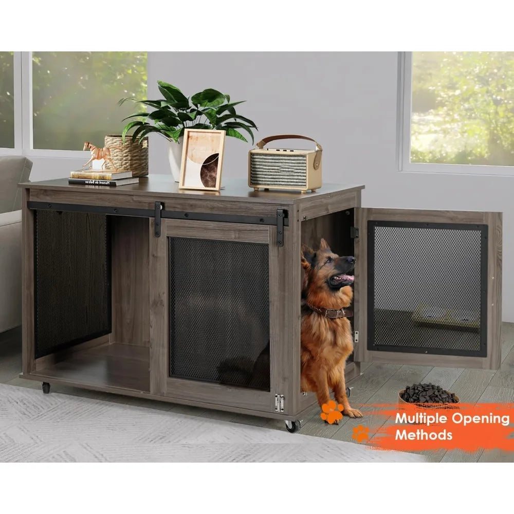 HUANZHUANG Wooden Heavy Duty Dog Crate Furniture Kennel Indoor