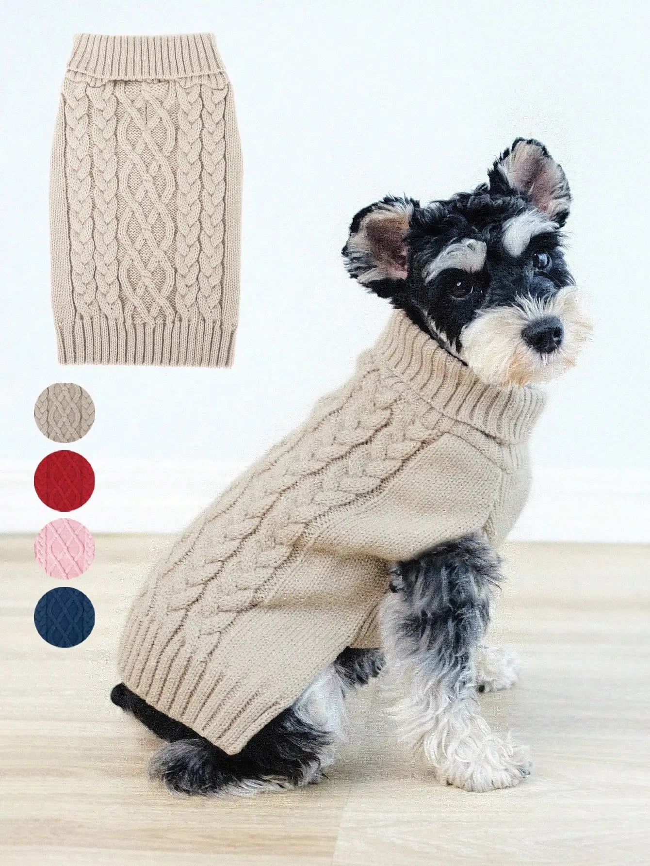 Cable Knit Turtleneck Dog Sweater For Winter Warmth