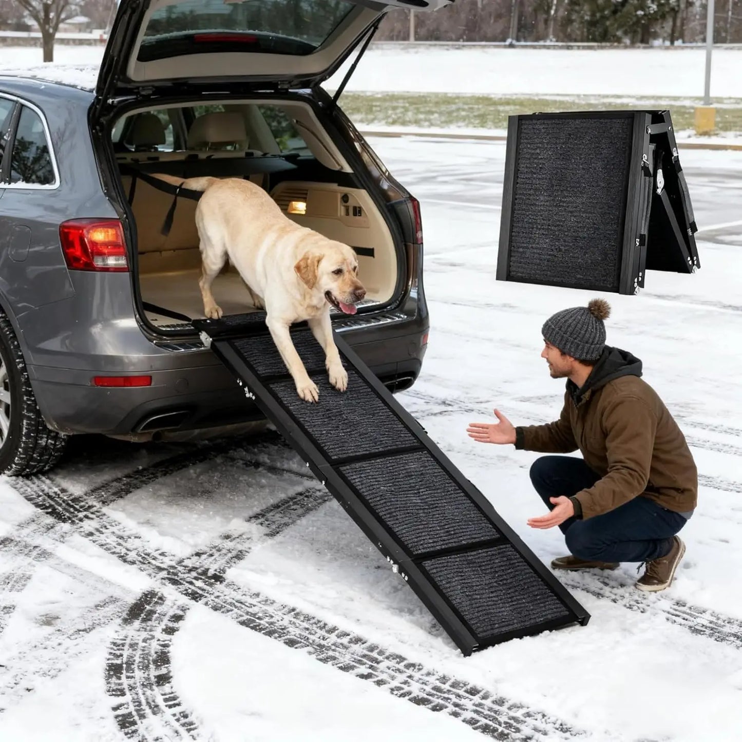HiMISS Car Dog Ramp Folding Pet Steps for Portable Use