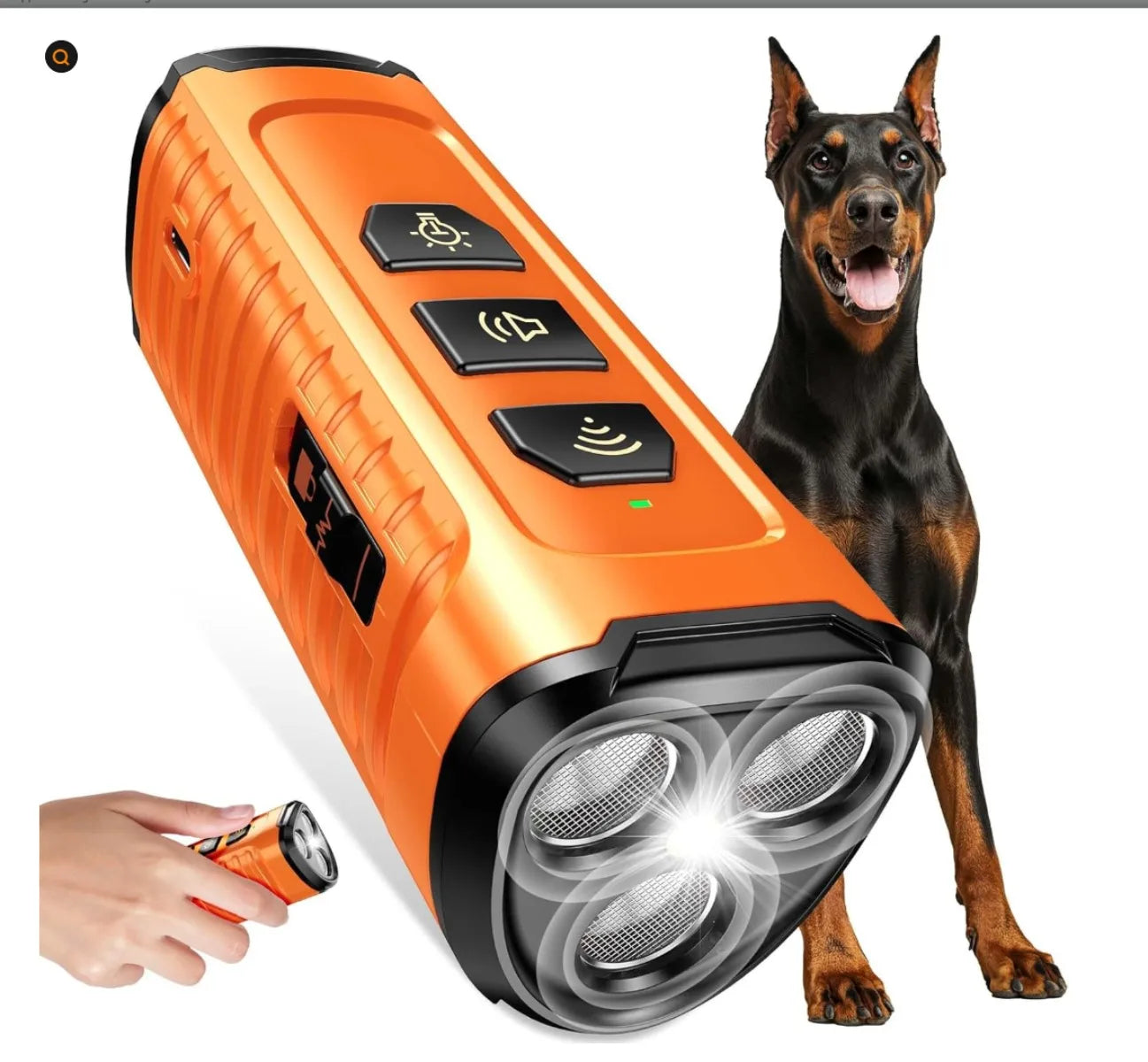 Rechargeable Ultrasonic Dog Bark Deterrent with LED Flashlight