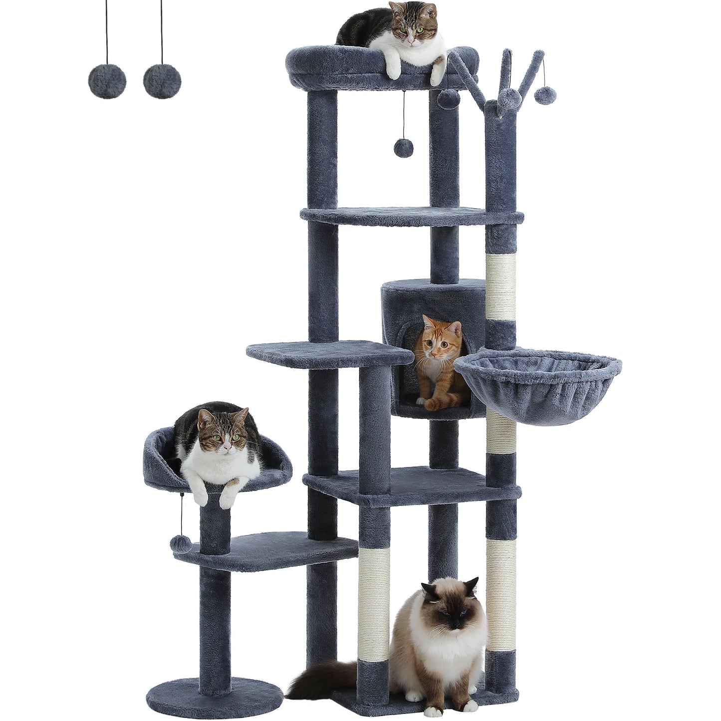 PEQULTICN Multi Level Cat Tree With Scratching Post Hammock