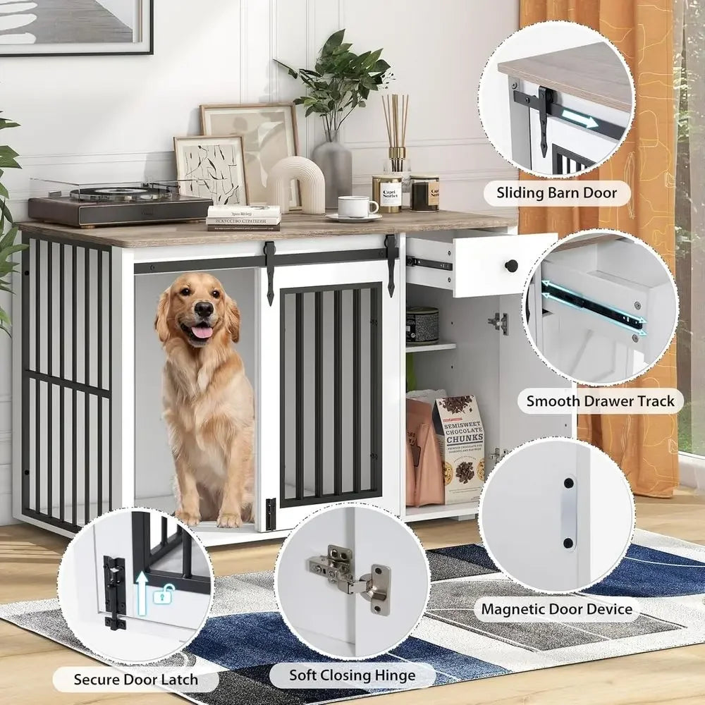 Indoor Dual Function Furniture Style Dog Crate With Storage Drawer