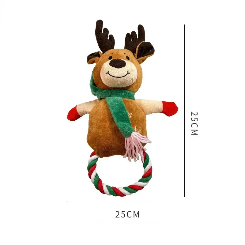Hign-concerned Pet Christmas Plush Dog Toys Santa Claus Snowman Elk
