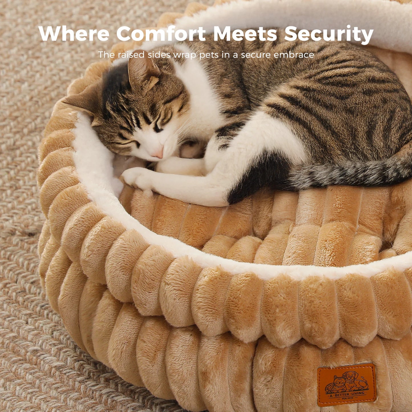 PAWZ Road All-Seasons Cozy Round Pet Bed for Dogs Cats