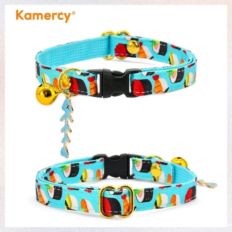 Hign-concerned Cat Collar With Sushi Charm Safety Breakaway