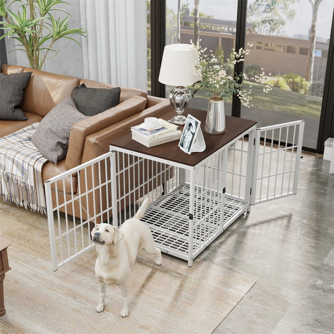 BINGOPAW Furniture Style Dog Crate End Table With Three Doors