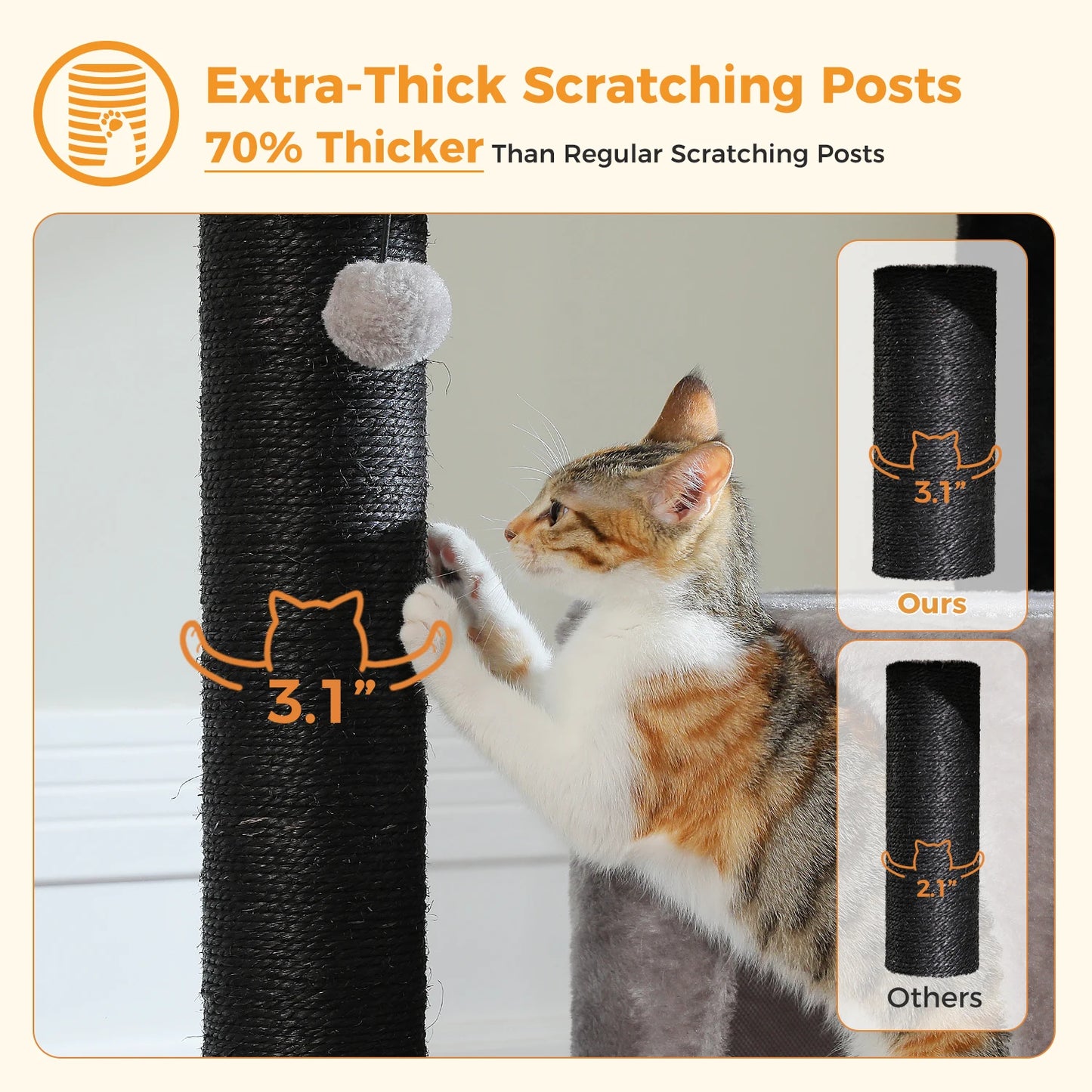 PAWZ Road Cat Tree With Thick Scratching Posts Hammock