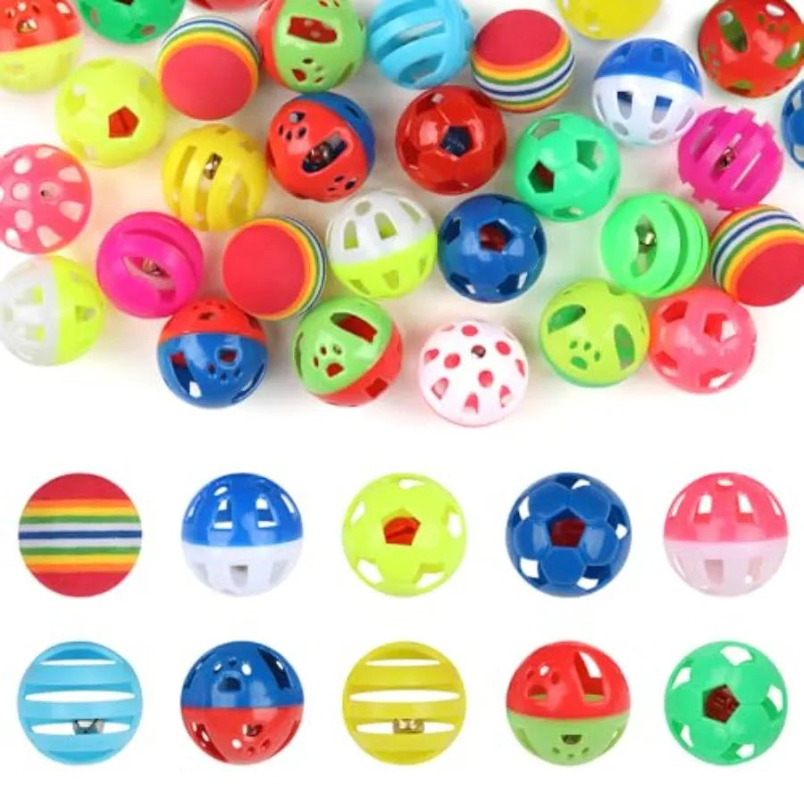 Hign-concerned 24 Pack Plastic Ball Cat Toys With Bell Jingle