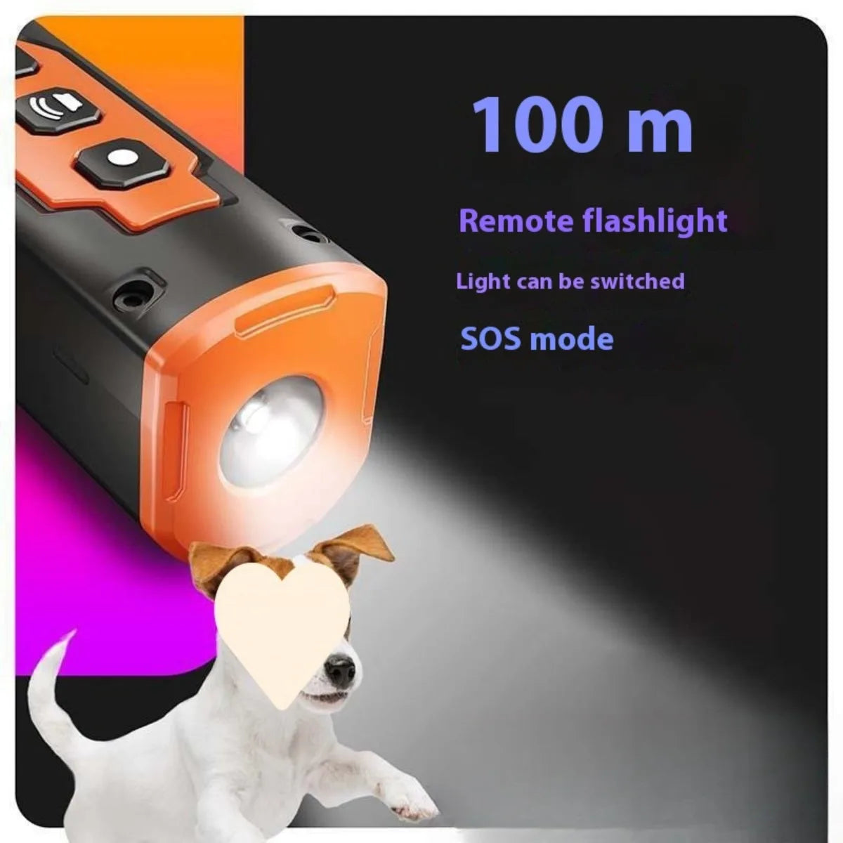 Rechargeable Ultrasonic Dog Bark Deterrent with LED Flashlight
