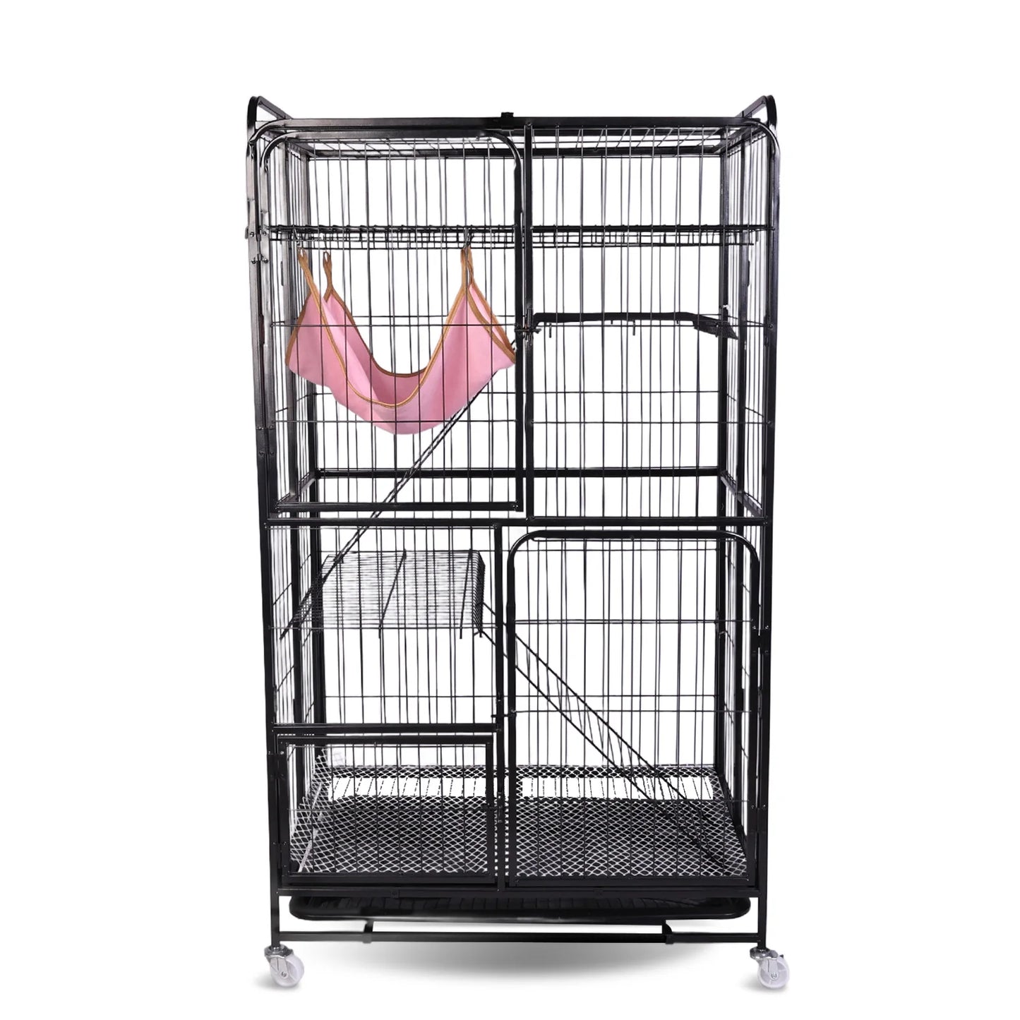 APWIKOGER 4 Tier Cat Playpen Collapsible Kennel With Wheels For Indoor Cats