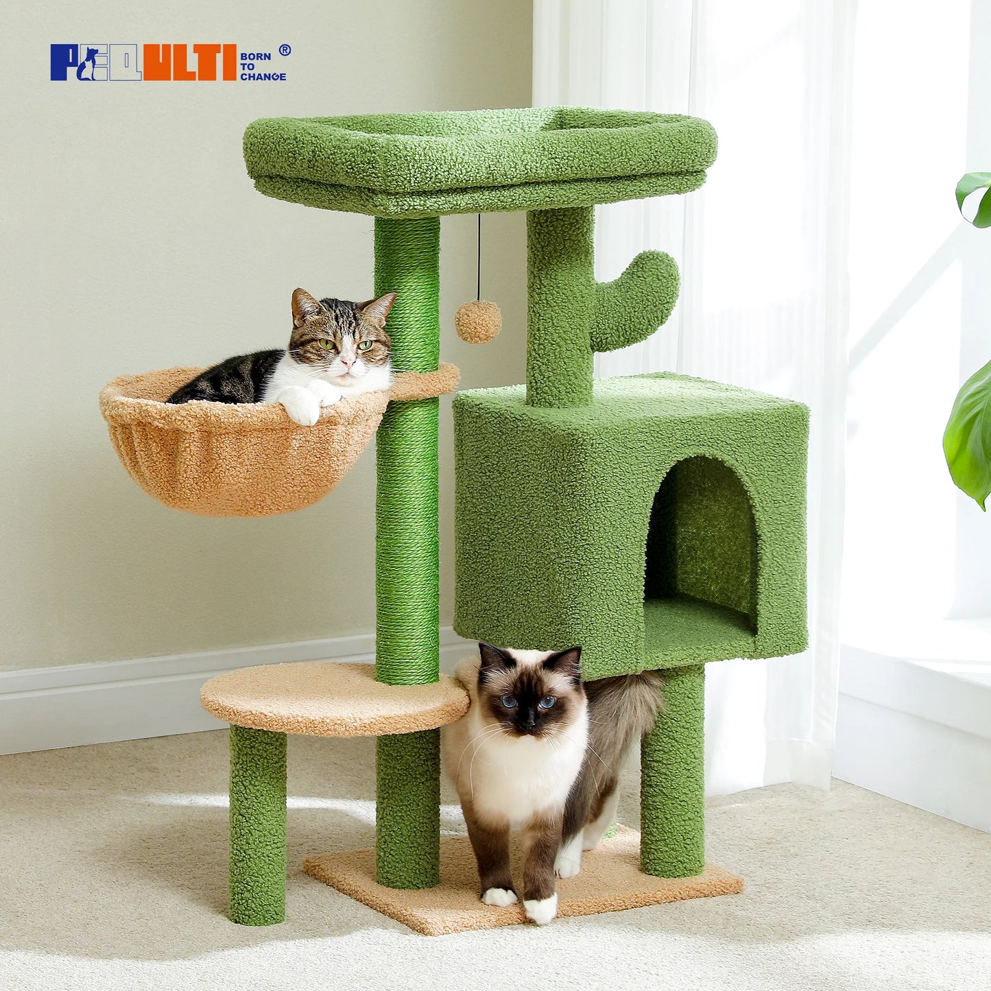 PEQULTICN Cat Tree with Scratching Post and Cozy Private Condo