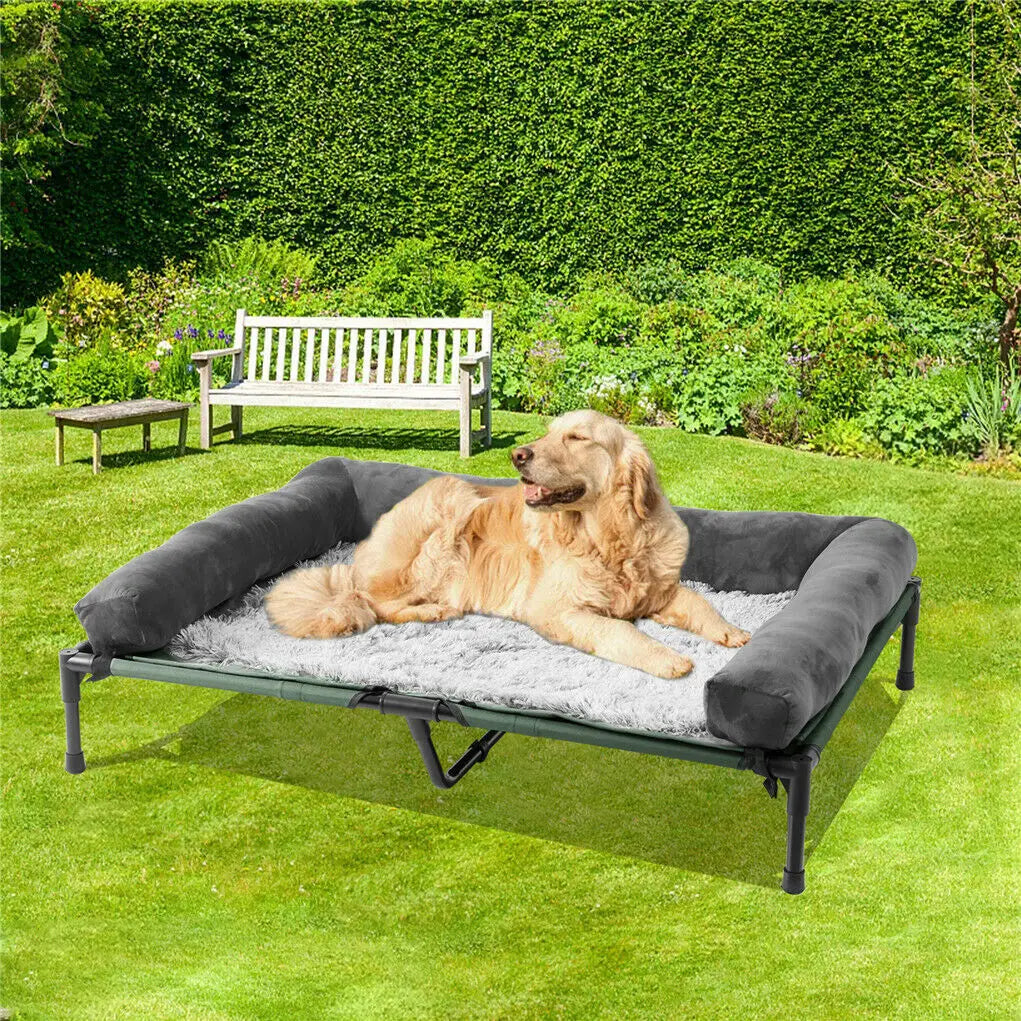 BINGOPAW Elevated Indoor Outdoor Dog Bed With Detachable Plush Bolster