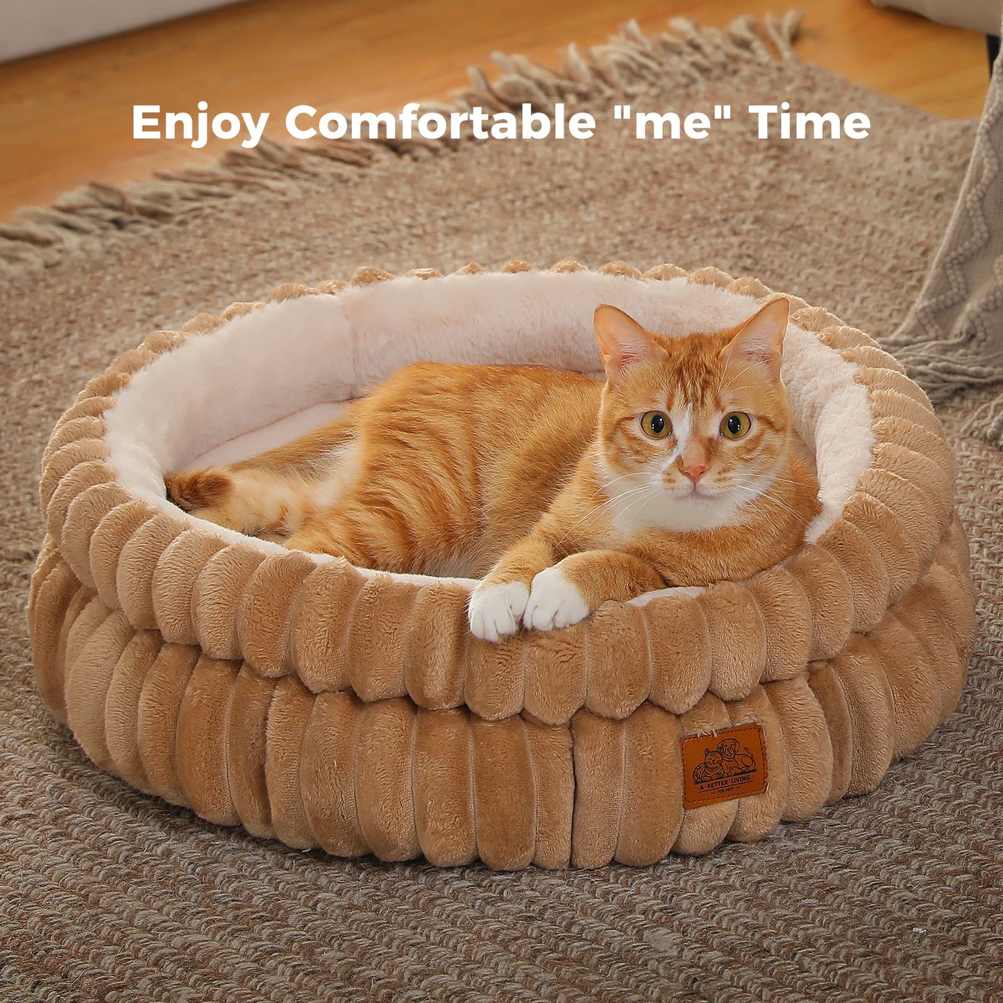 PAWZ Road All-Seasons Cozy Round Pet Bed for Dogs Cats