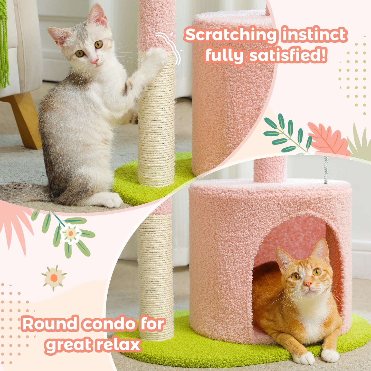 PEQULTICN Flower Cat Tree For Indoor Cats Three Tier Tower
