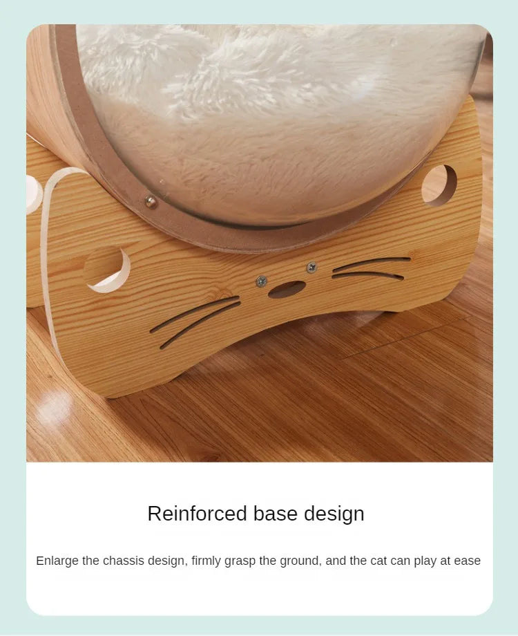 Smvp Cat Space Transparent Capsule Nest Bed For Climbing Cats Wooden
