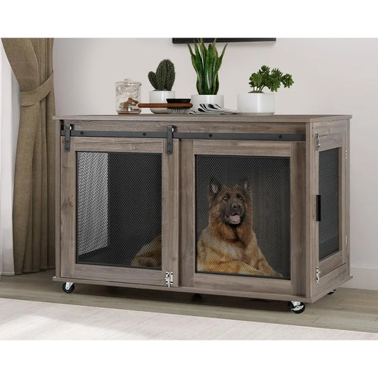 HUANZHUANG Wooden Heavy Duty Dog Crate Furniture Kennel Indoor