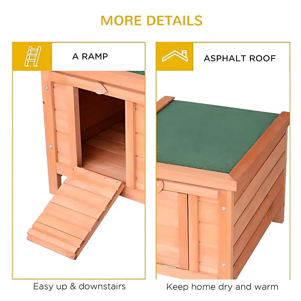 Hign-concerned Natural Fir Wood Dog House With Hinged Roof