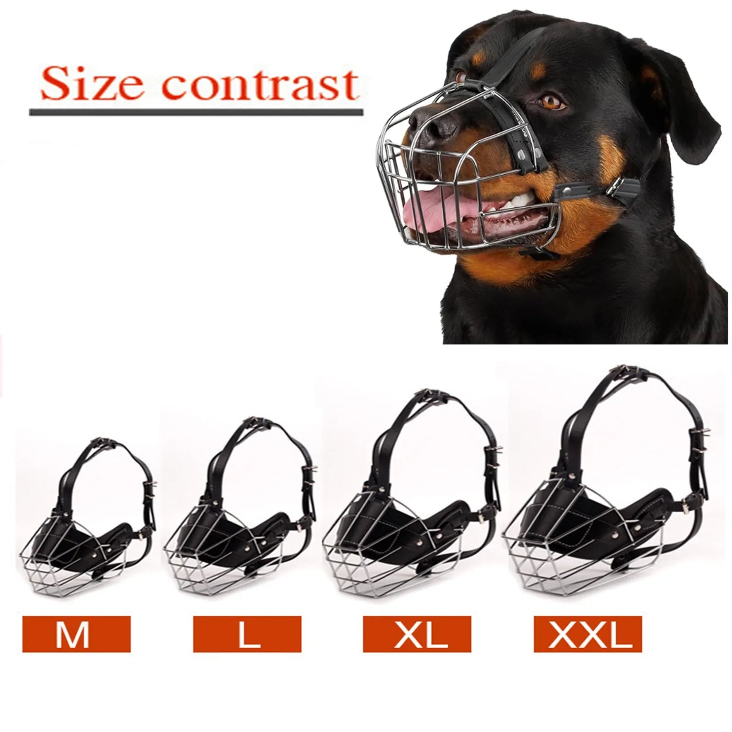 Breathable PVC Wire Dog Muzzle Basket Large Breeds Leather Straps