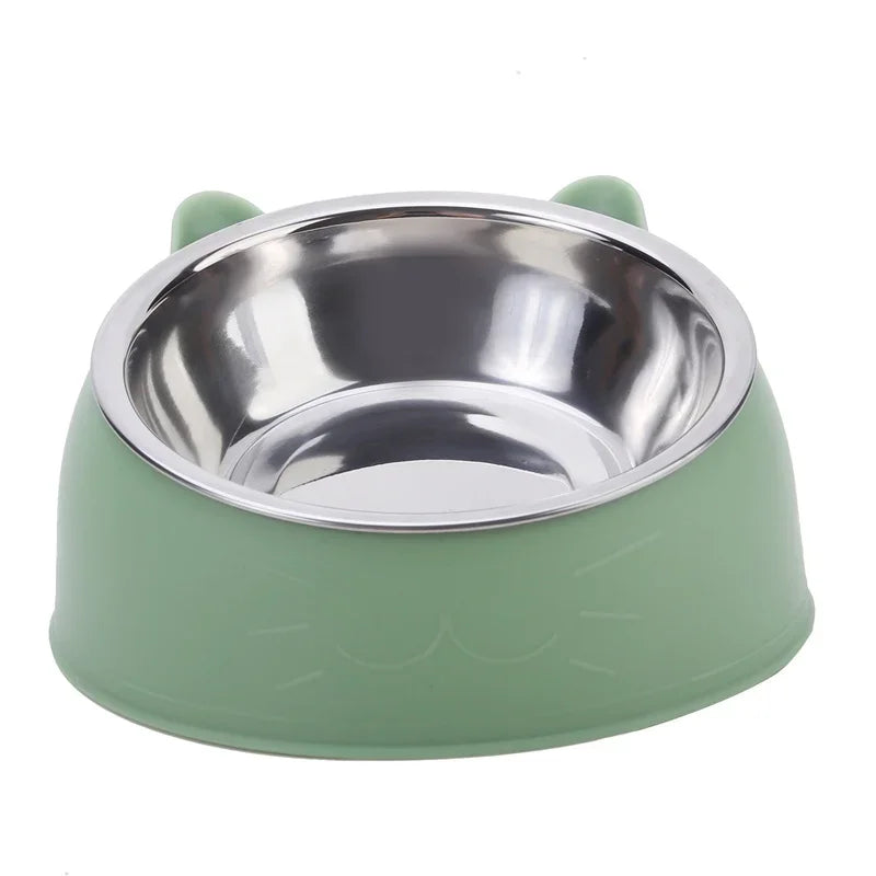 High Concerned Stainless Steel Cat Bowl Inclined Feeding Dish