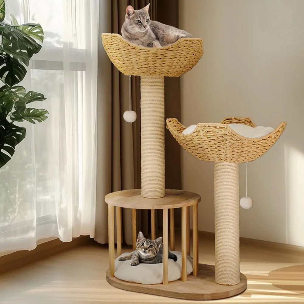 BORWARTCN Three Tier Cat Tree Plush Napping Perches Kitten Condo
