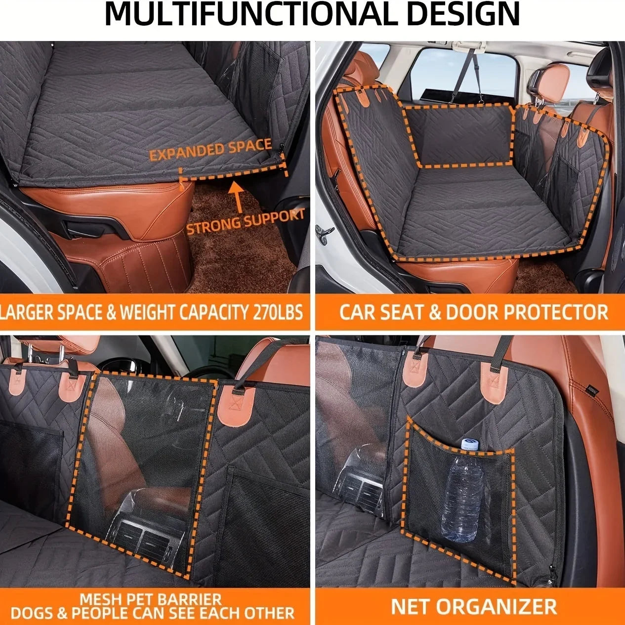 UNBOC Waterproof Dog Seat Cover Hammock For Cars Durable Nonslip