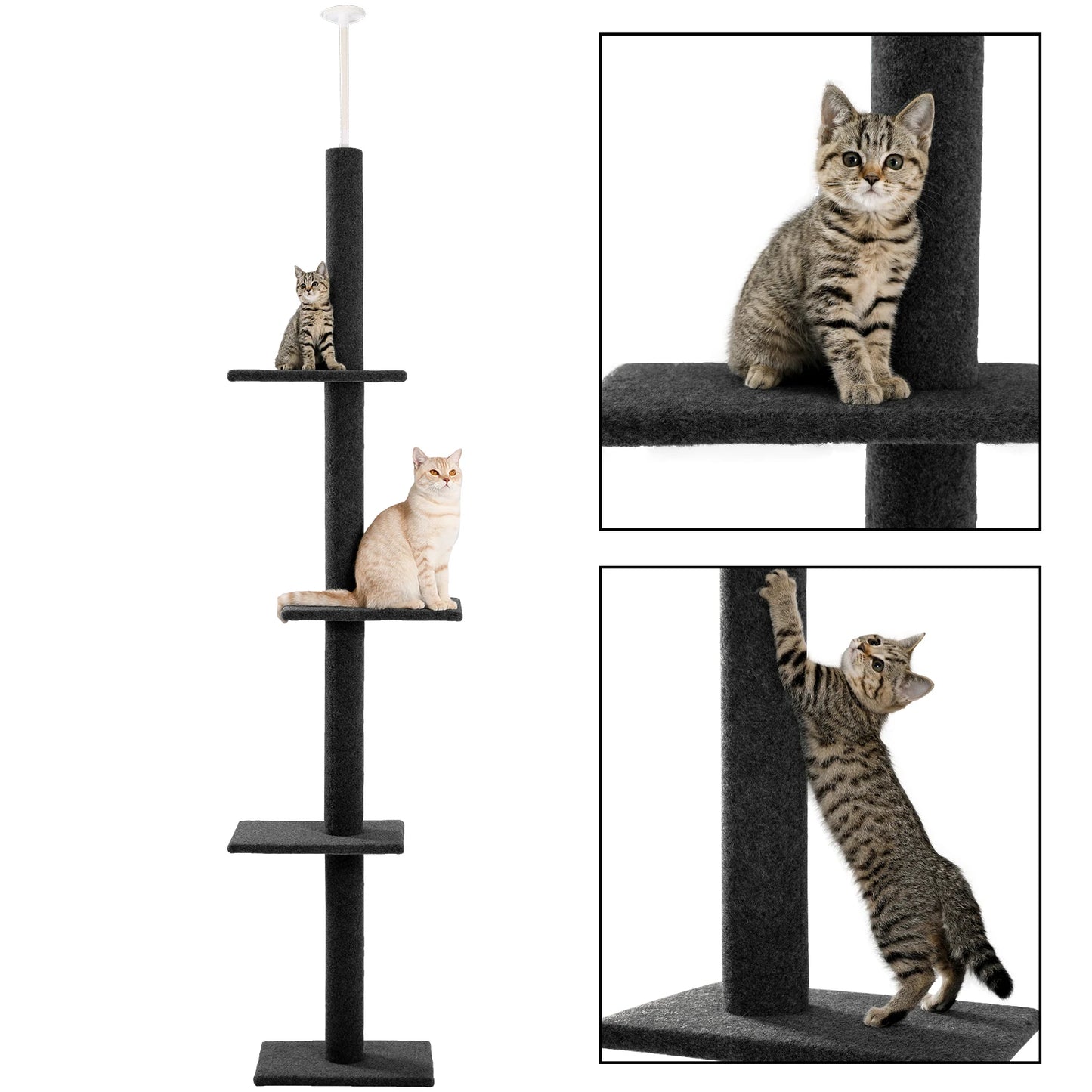 PEQULTI Adjustable Cat Tree Tower With Scratching Posts For Indoor Fun