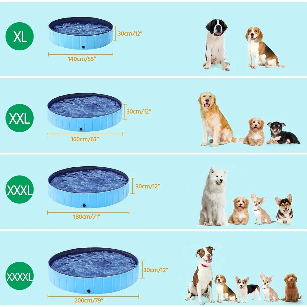 Large Foldable Dog Pool Collapsible Plastic Pet Bath Tub Scratch Resistant