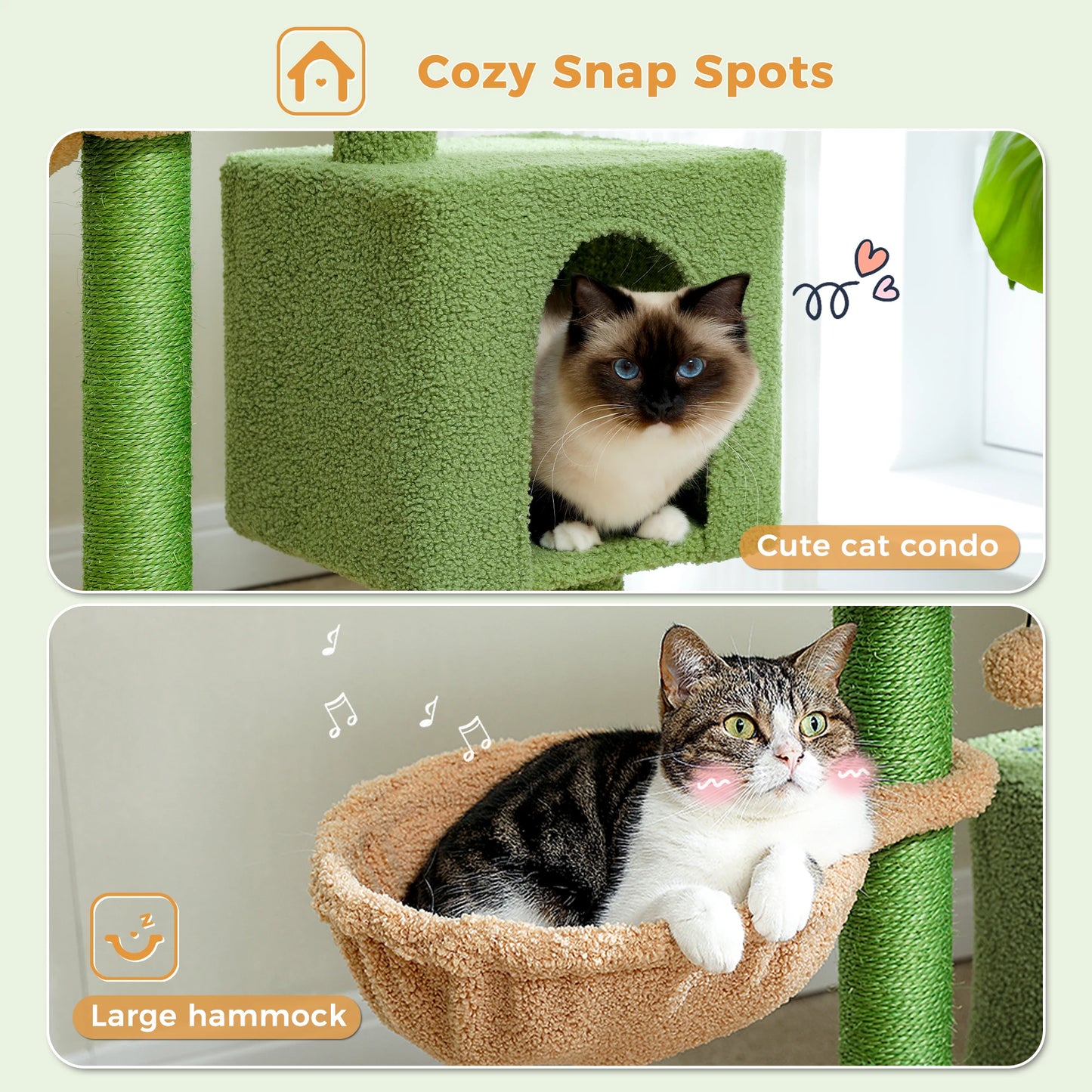 PEQULTICN Cat Tree with Scratching Post and Cozy Private Condo