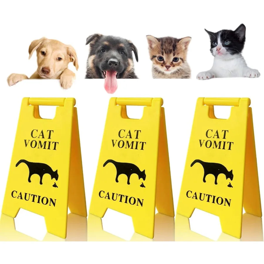 Dog Cat Vomit Caution Signs 3 Pack Acrylic US Origin