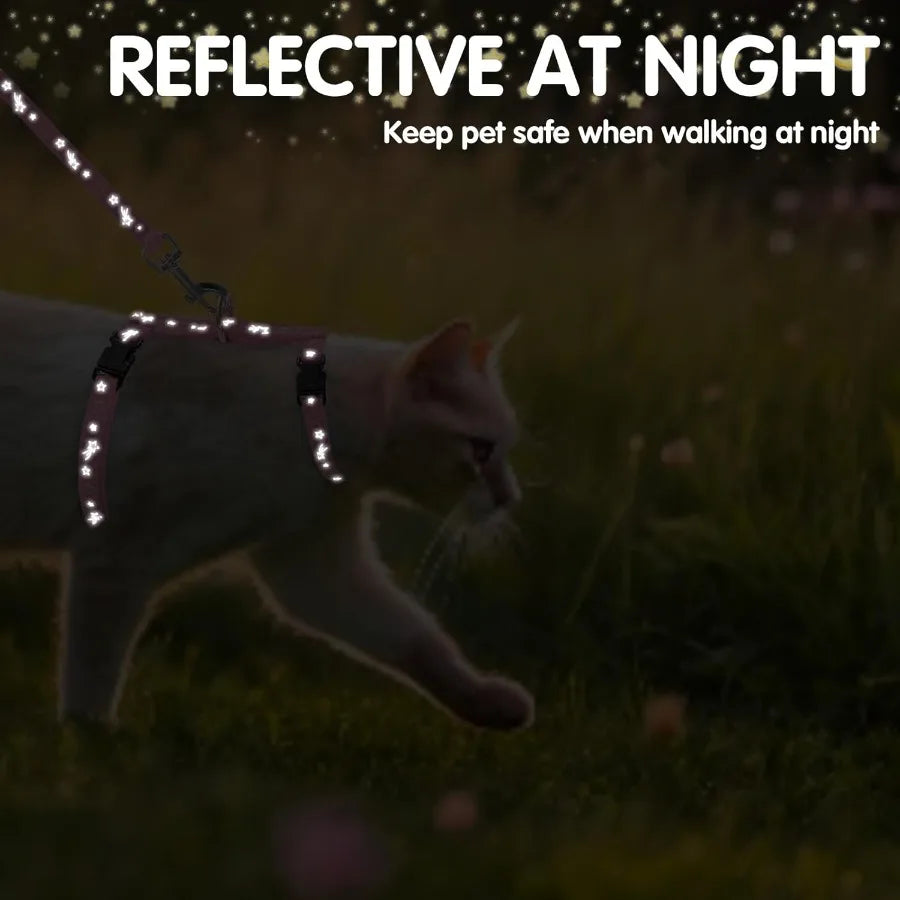 Escape Proof Adjustable HShaped Cat Harness With Leash Set