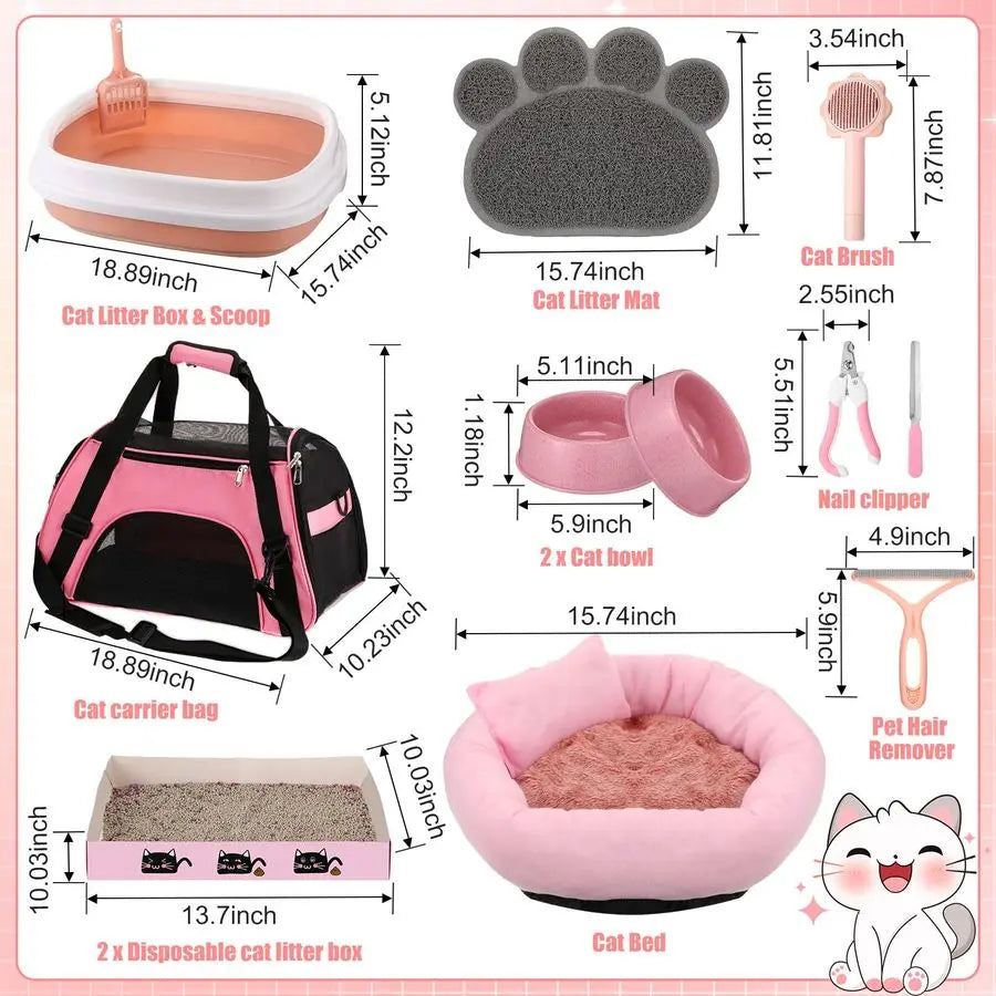 Kitten Starter Kit Indoor Cats With Toys Litter Box Hammock