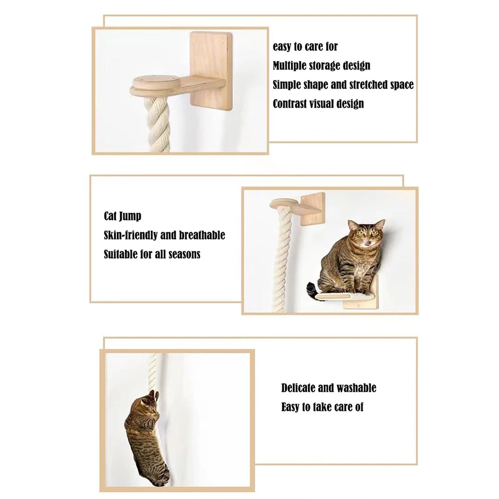 PETRAVELCN Cat Climbing Shelf And Rope Tree Mounted Scratching Post