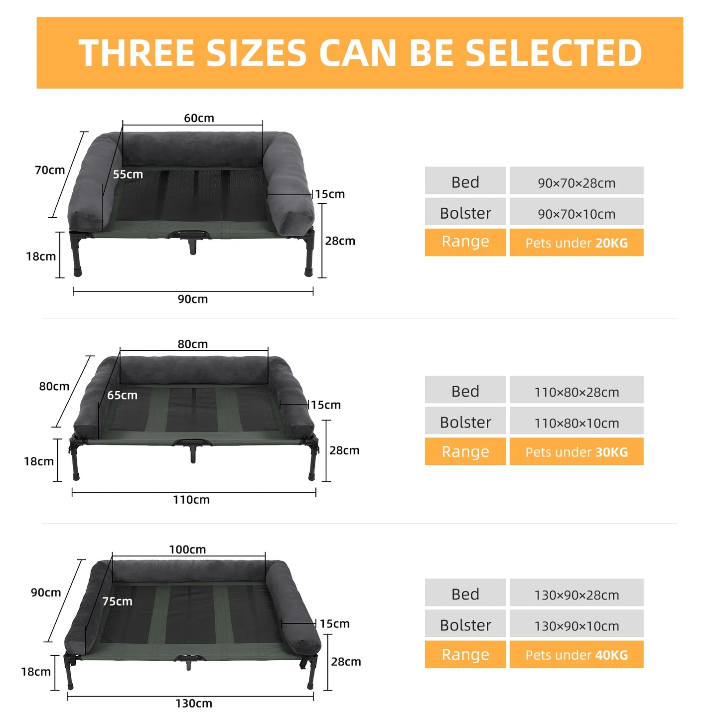 BINGOPAW Elevated Indoor Outdoor Dog Bed With Detachable Plush Bolster