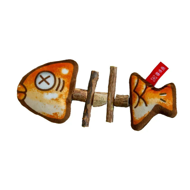 Cat Chew Toy Interactive Molar Teaser Grilled Fish Silvervine
