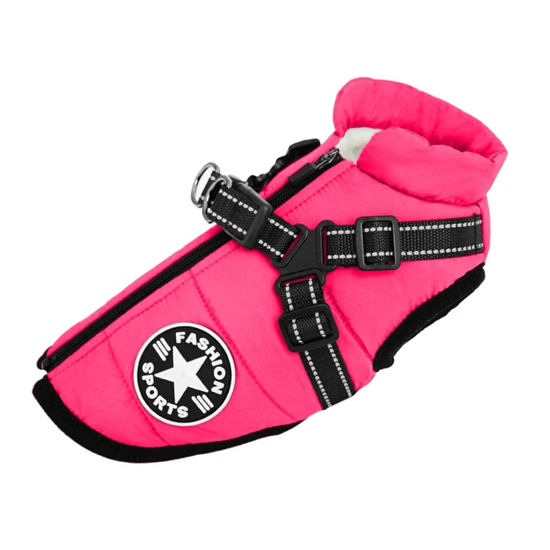 Winter Waterproof Dog Jacket With Harness For Labrador Chihuahua Outdoor