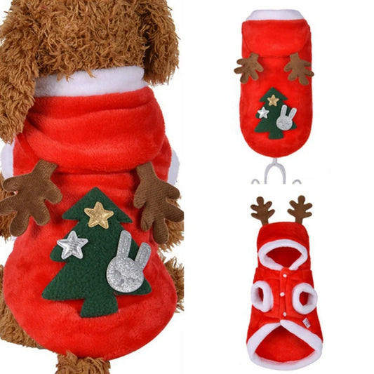 Guangdong Hooded Christmas Dog Jumpsuit Polyester Winter Coat