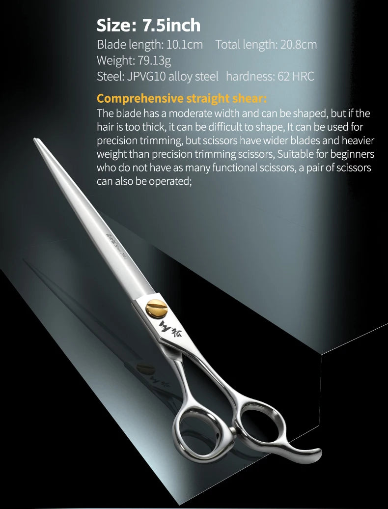 Fenice King Series VG10 Steel Dog Grooming Scissors Straight Curved Thinning