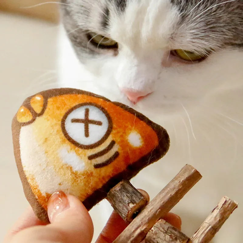Cat Chew Toy Interactive Molar Teaser Grilled Fish Silvervine