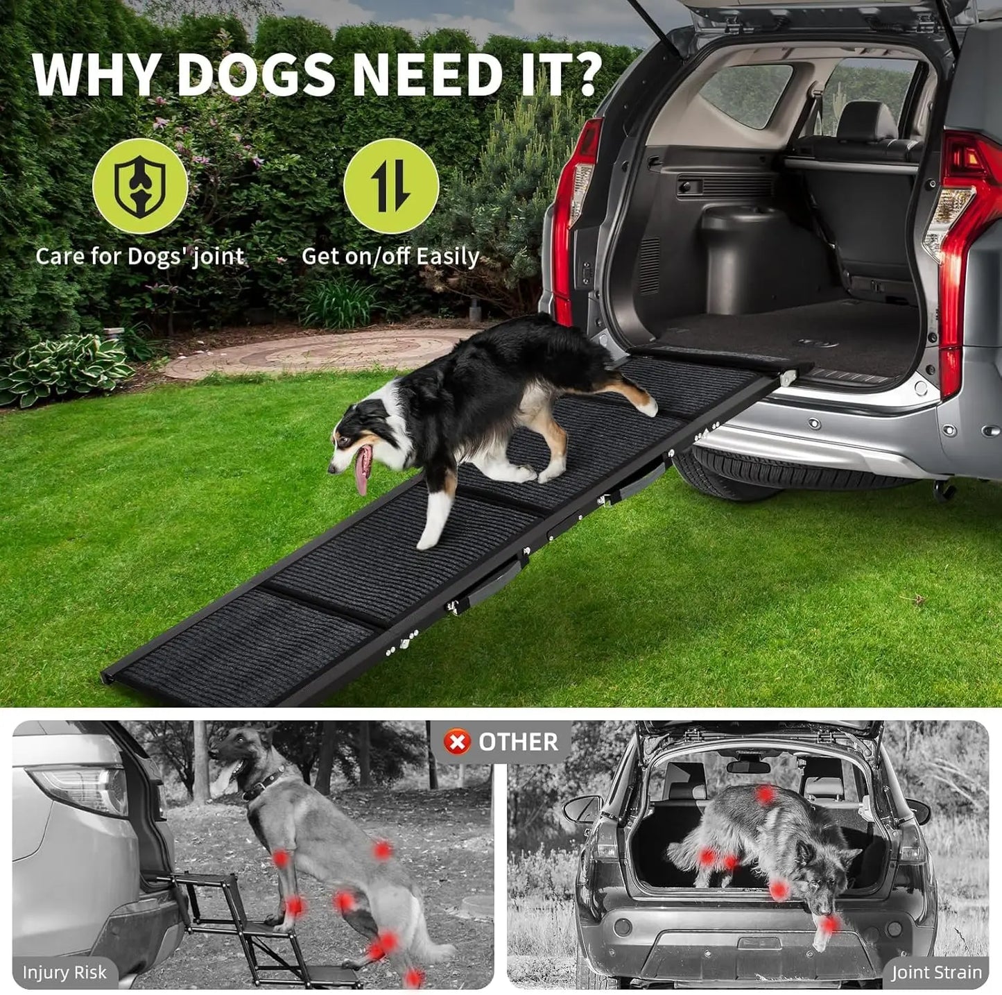 HiMISS Car Dog Ramp Folding Pet Steps for Portable Use