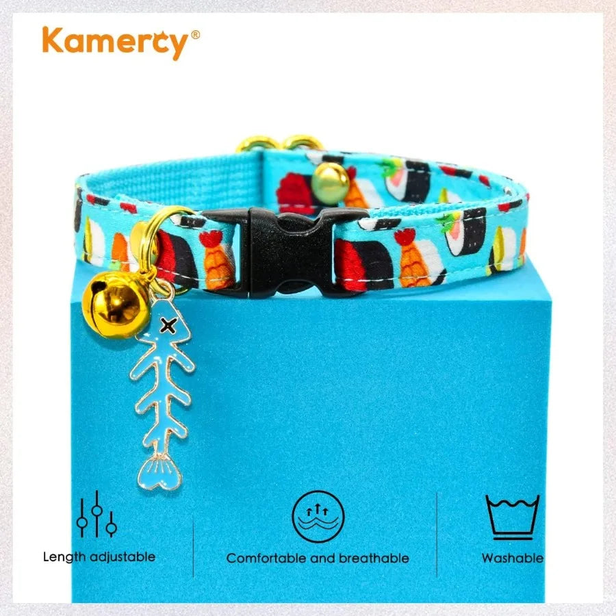 Hign-concerned Cat Collar With Sushi Charm Safety Breakaway