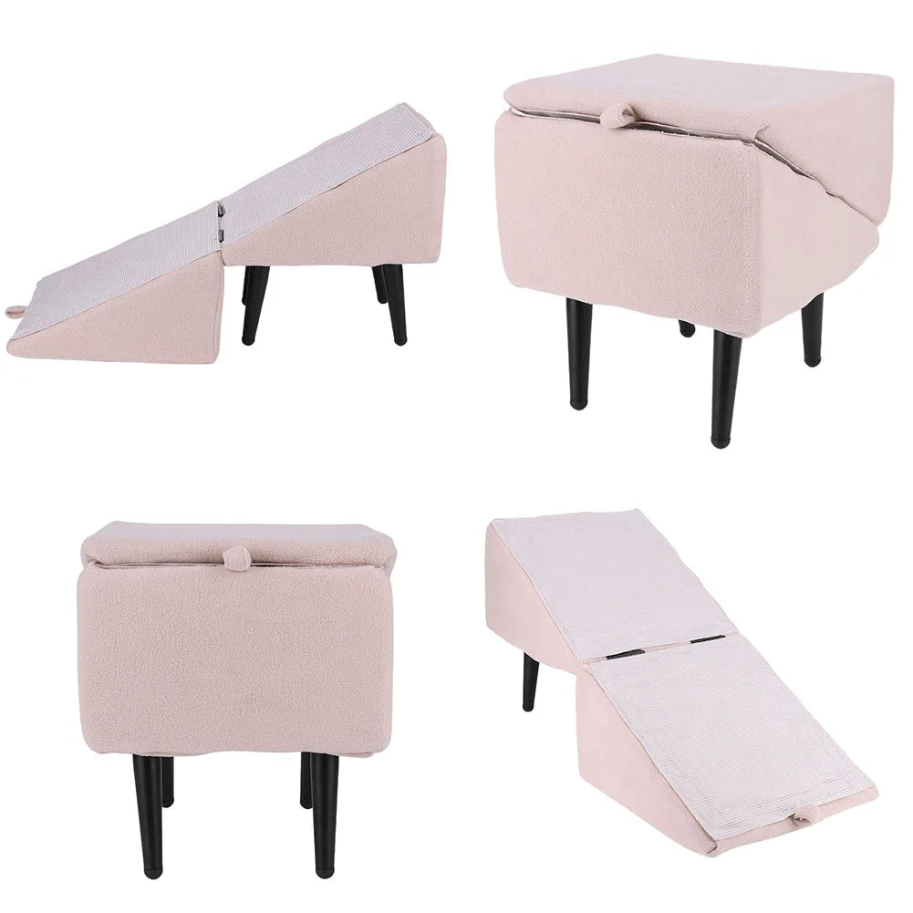 APWIKOGERH 2 In 1 Pet Ramp With Footrest Non Slip Foldable Dog Vehicle Stair