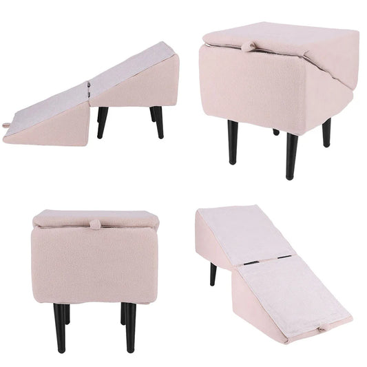 APWIKOGERH 2 In 1 Pet Ramp With Footrest Non Slip Foldable Dog Vehicle Stair