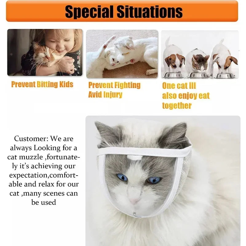 Hign-concerned Cat Muzzle Clear Breathable Prevent Biting Pets