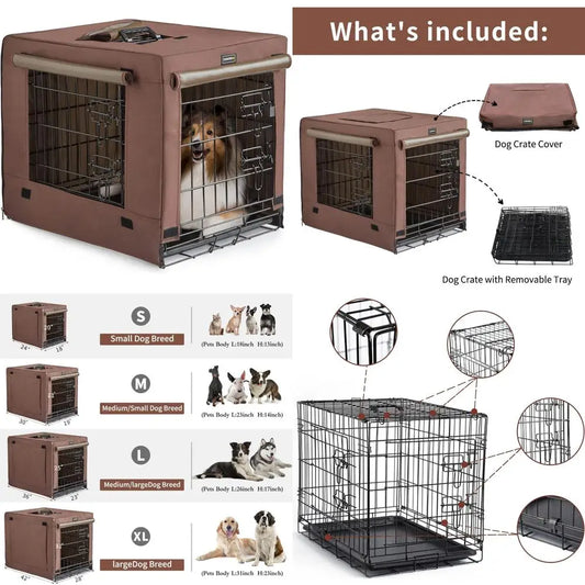 Collapsible Metal Dog Crate for Small to Medium Dogs