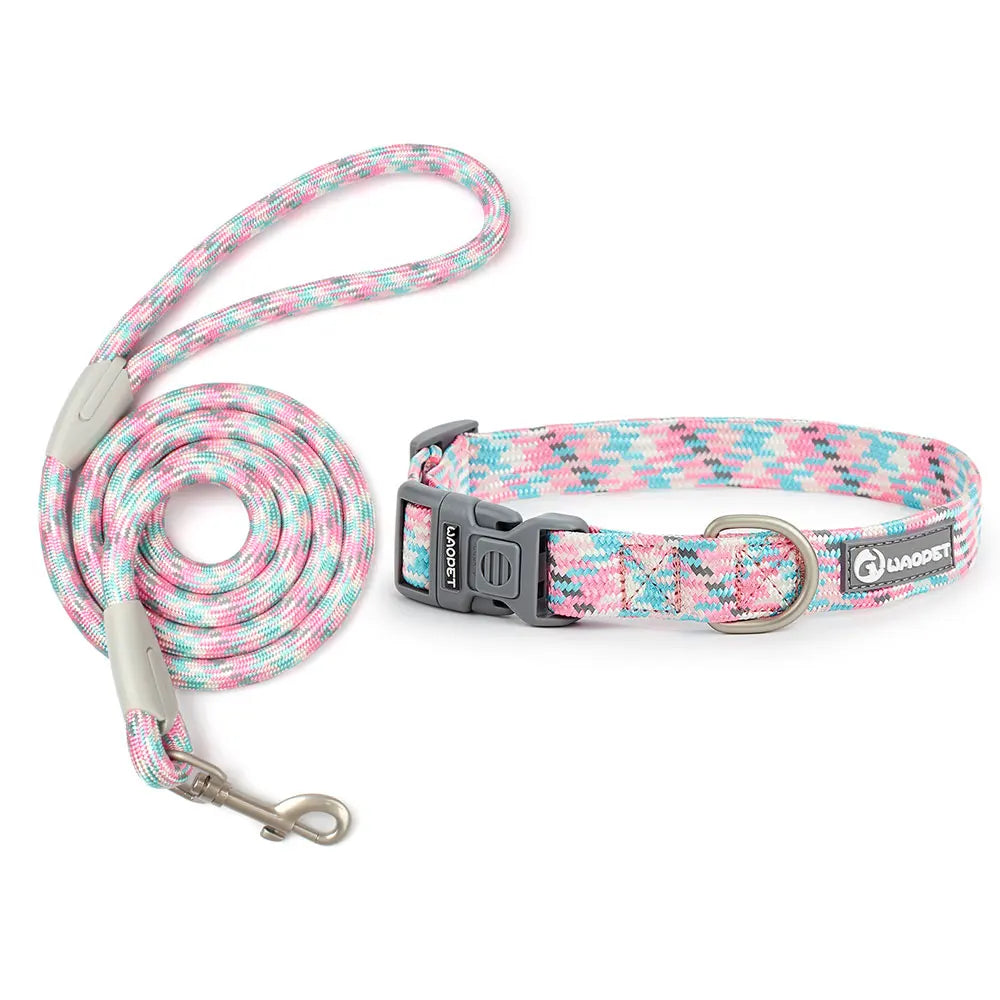 Dog Leash And Collar Set Reflective Quick Release For Dogs