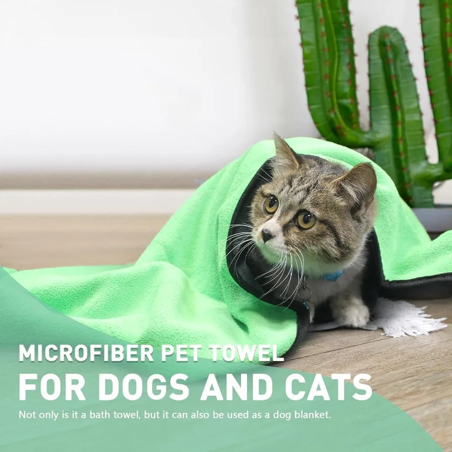 High-concerned 3-Piece Dog Bath Towels Microfiber Pet Grooming