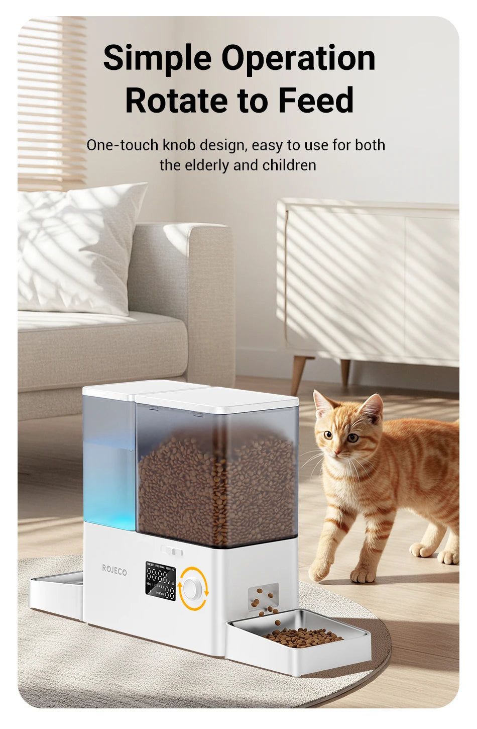 ROJECO 2In1 Automatic Pet Feeder And Water Fountain
